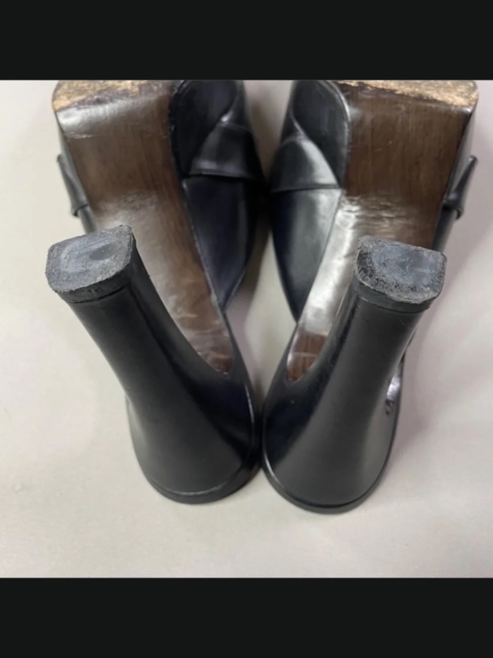 Stuart Weitzman Shoes Womens 8 black leather loafer heels horse bit slip on - Picture 10 of 12